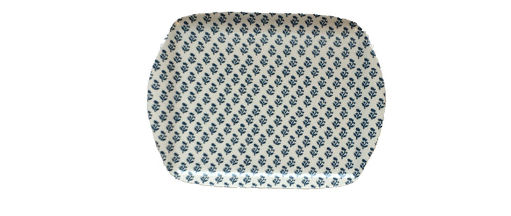 MELAMINE TRAY - SMALL TREE PATTERN, BLUE