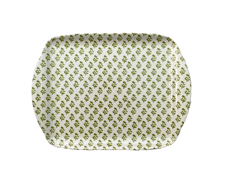 MELAMINE TRAY - SMALL TREE PATTERN, GREEN