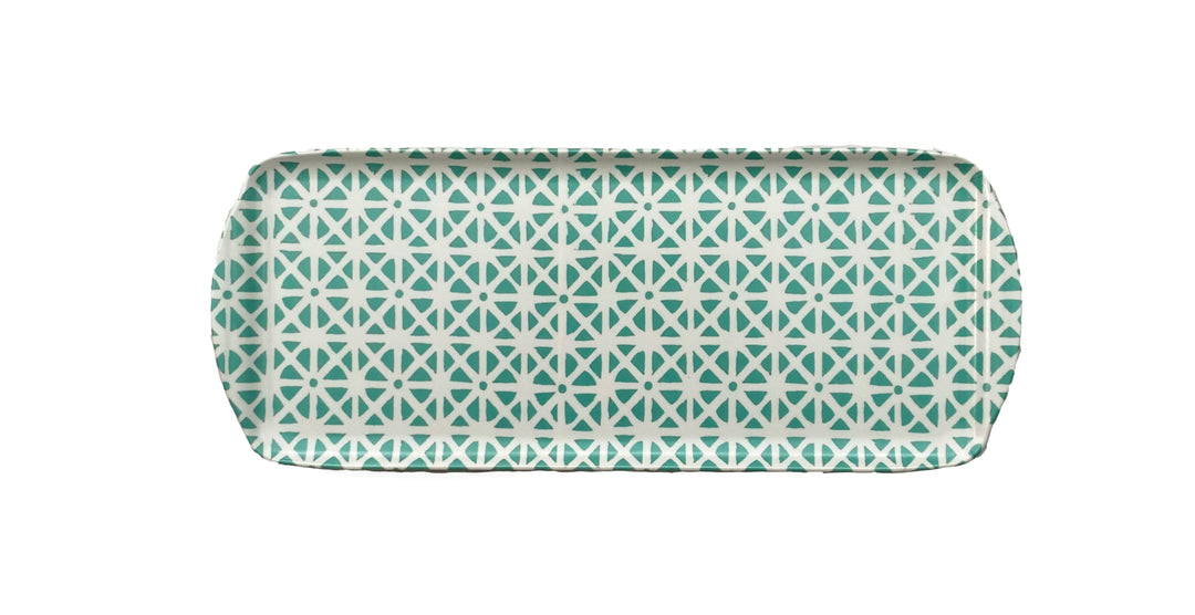 MELAMINE TRAY - SUNFLOWER PATTERN, AQUA - Sale 25% off