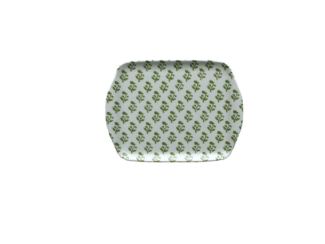 MELAMINE TRAY - SMALL TREE PATTERN, GREEN