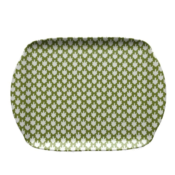 MELAMINE TRAY - CHICKEN FEET PATTERN, GREEN - Sale 25% off