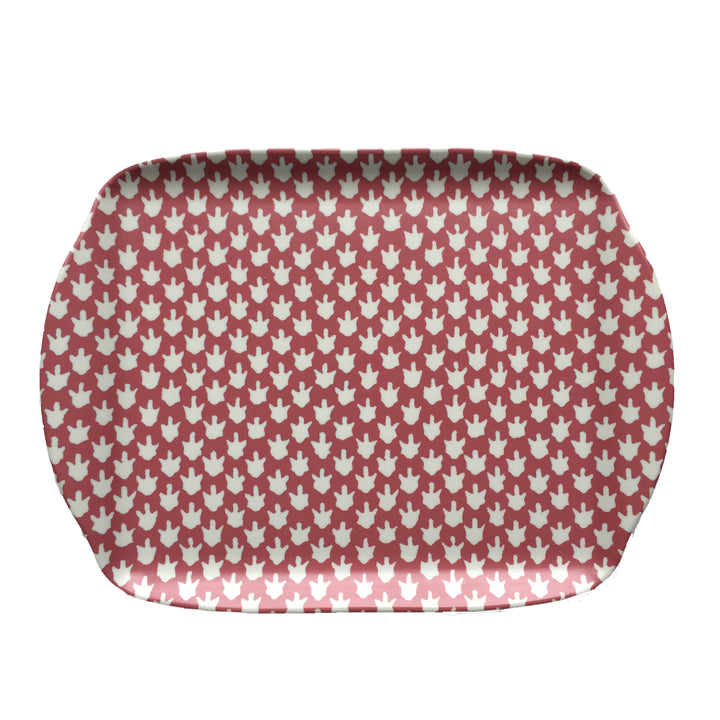 MELAMINE TRAY - CHICKEN FEET PATTERN, PINK - Sale 25% off