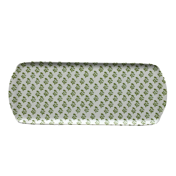 MELAMINE TRAY - SMALL TREE PATTERN, GREEN