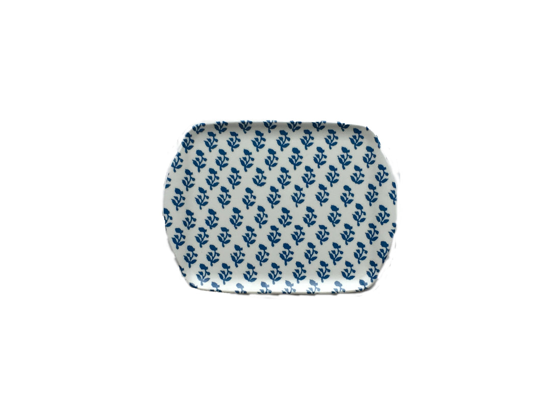 MELAMINE TRAY - SMALL TREE PATTERN, BLUE