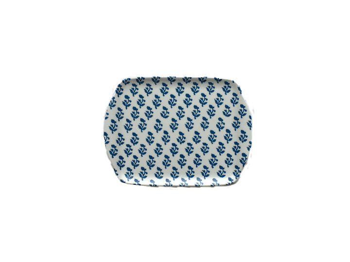 MELAMINE TRAY - SMALL TREE PATTERN, BLUE