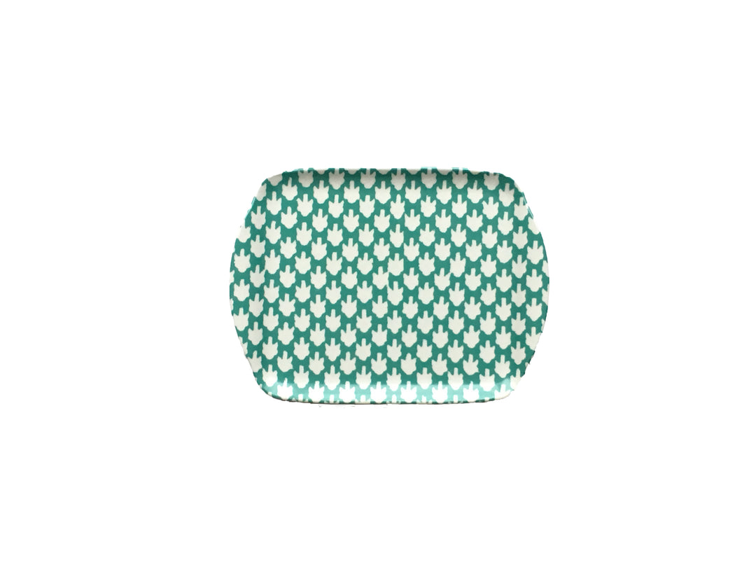 MELAMINE TRAY - CHICKEN FEET PATTERN, AQUA - Sale 25% off