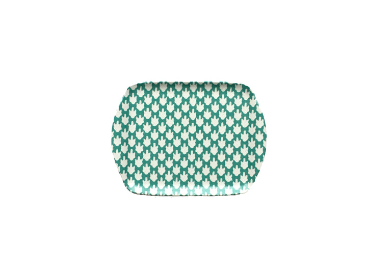 MELAMINE TRAY - CHICKEN FEET PATTERN, AQUA - Sale 25% off