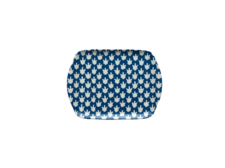 MELAMINE TRAY - CHICKEN FEET PATTERN, BLUE - Sale 25% off