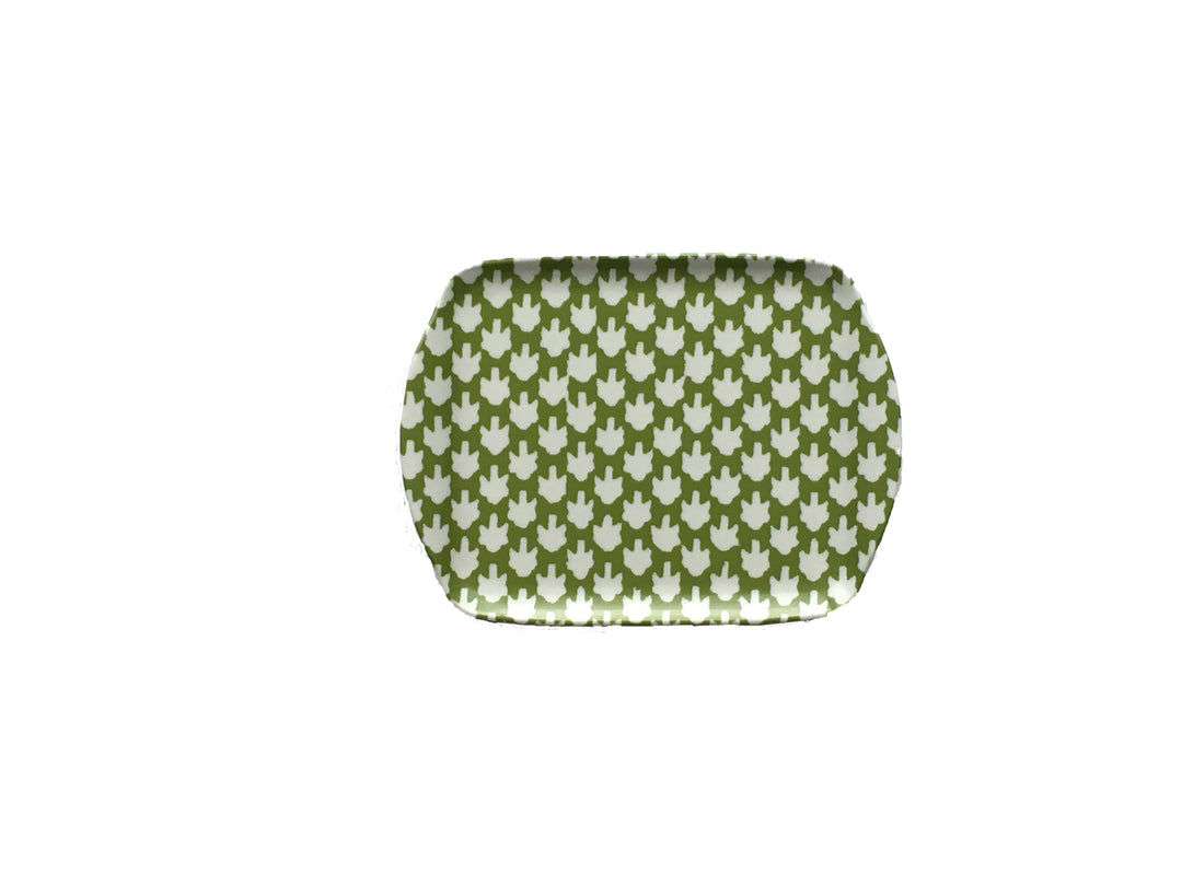 MELAMINE TRAY - CHICKEN FEET PATTERN, GREEN - Sale 25% off