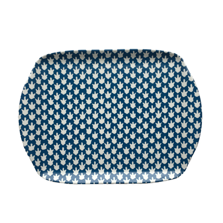 MELAMINE TRAY - CHICKEN FEET PATTERN, BLUE - Sale 25% off