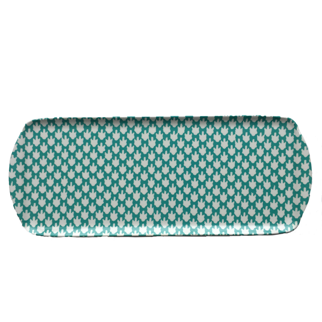 MELAMINE TRAY - CHICKEN FEET PATTERN, AQUA - Sale 25% off