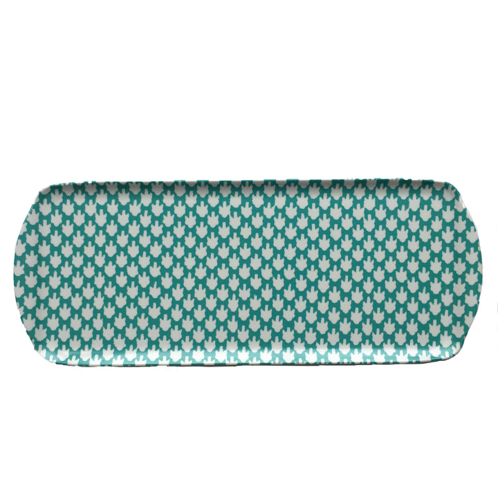 MELAMINE TRAY - CHICKEN FEET PATTERN, AQUA - Sale 25% off