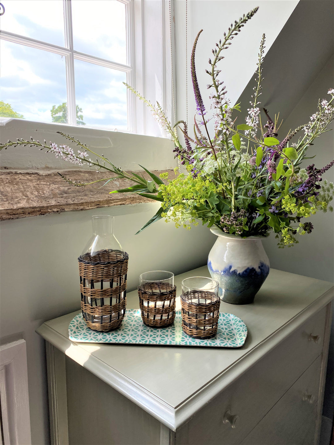 MELAMINE TRAY - SUNFLOWER PATTERN, GREEN - Sale 25% off
