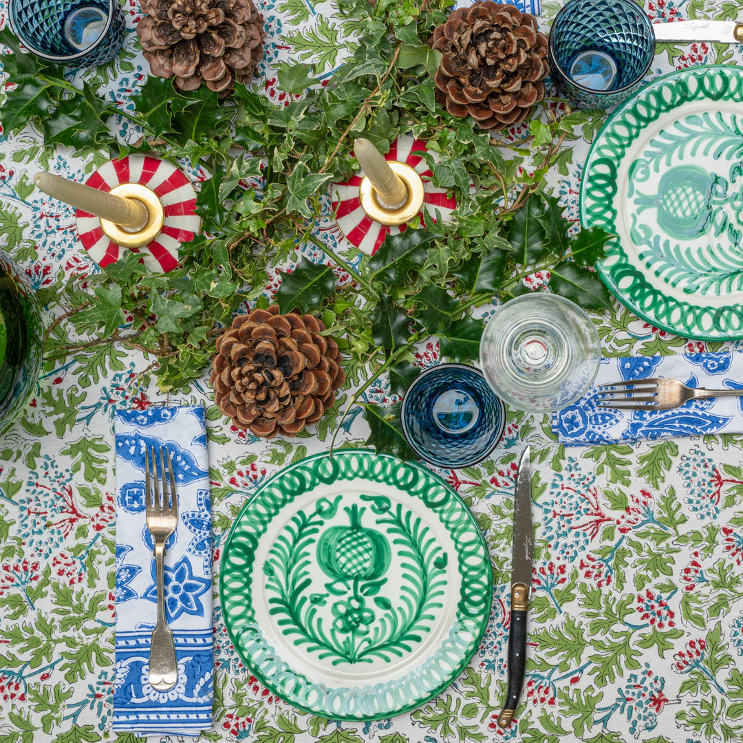 DINNER PLATE - GREEN POMEGRANATE DESIGN